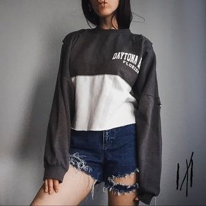 Distressed Cropped Daytona Beach Sweatshirt 1/1